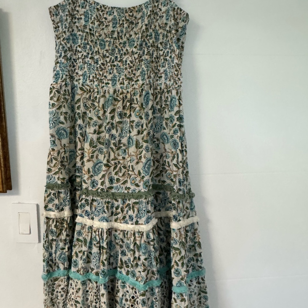 Zara Green and White Sleeveless Sundress